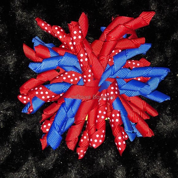 Hand Crafted Other - Royal Blue, Red & Red Polka Dot Korker Bow (2) 4B2108 Handmade NWT Boutique
